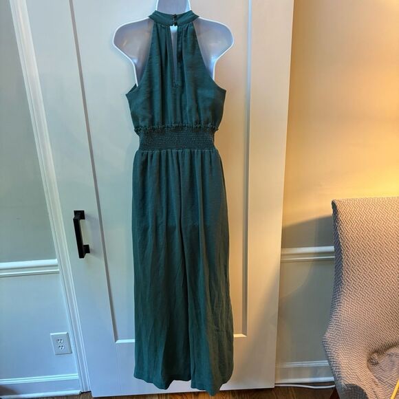 Anthropologie Sleeveless Teal Wide-Leg Jumpsuit – Size M - Picture 3 of 11
